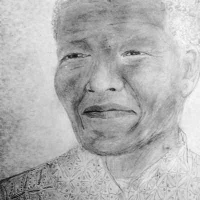 Pencil drawing of Nelson Mandela
